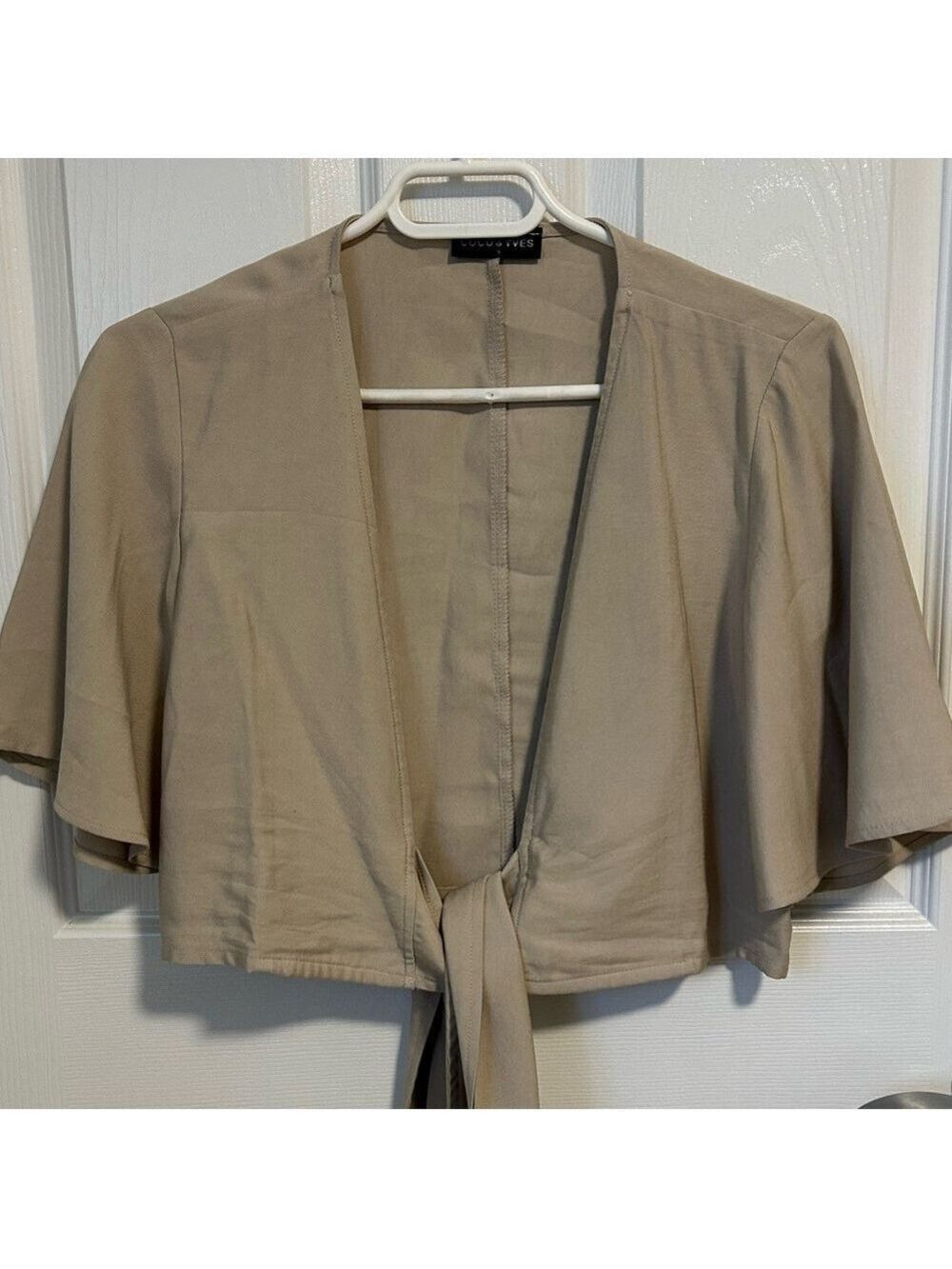 Coco & Yves Front Tie Women's Top, Size Small, Colour Khaki Beige.